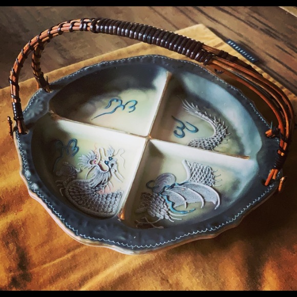 RARE! Moriage dragonware divided plate - Picture 2 of 5